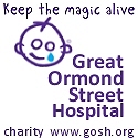 logo of great ormond street hospital is sketch outline of childs face with teardrop from one eye