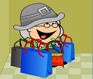 old lady with lots of shopping bags