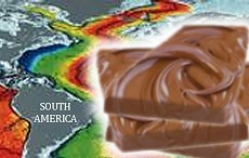 plate tectonics map and a slab of chocolate